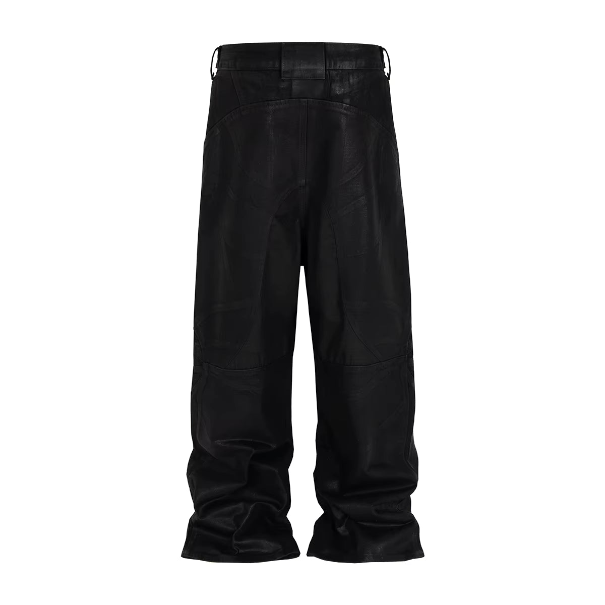 Vintage Coated Wax Black Wide Leg Baggy Cargo Pants Men'S Streetwear Cleanfit Pleated Casual Overalls Oversized Loose Trousers