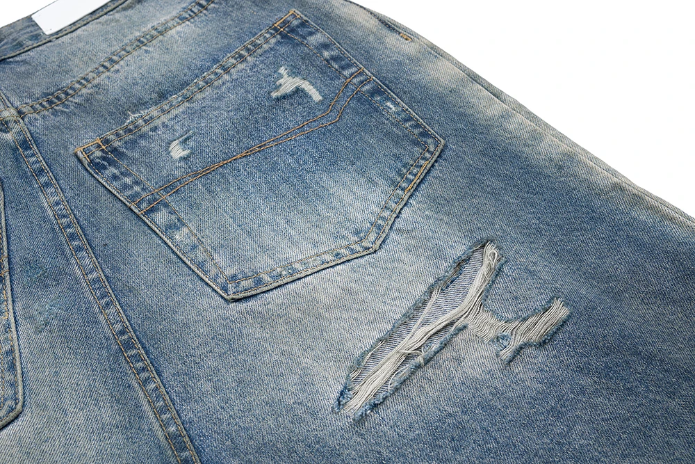 Frayed Distressed Wide-Leg Jeans