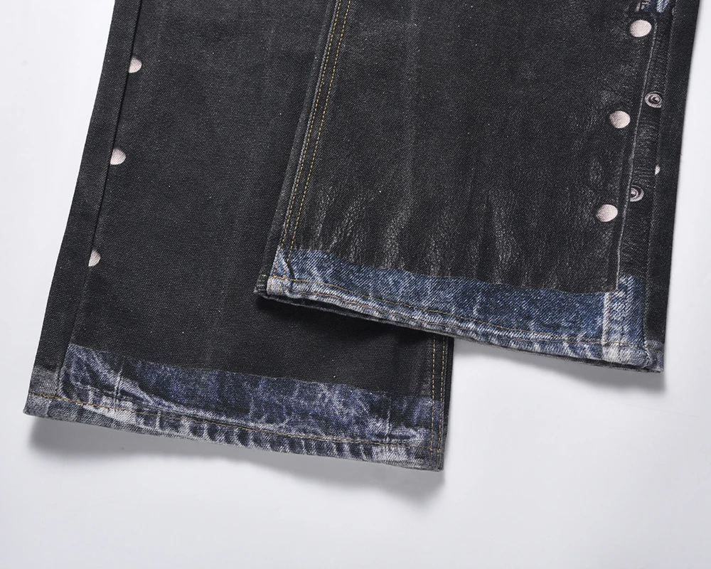 High-Street Leather Patchwork Jeans