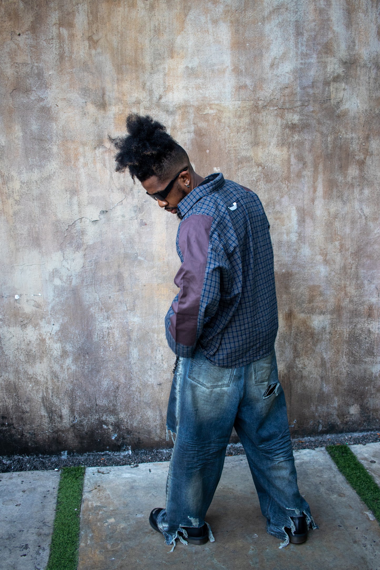 Contrast Checkered Plaid Shirt