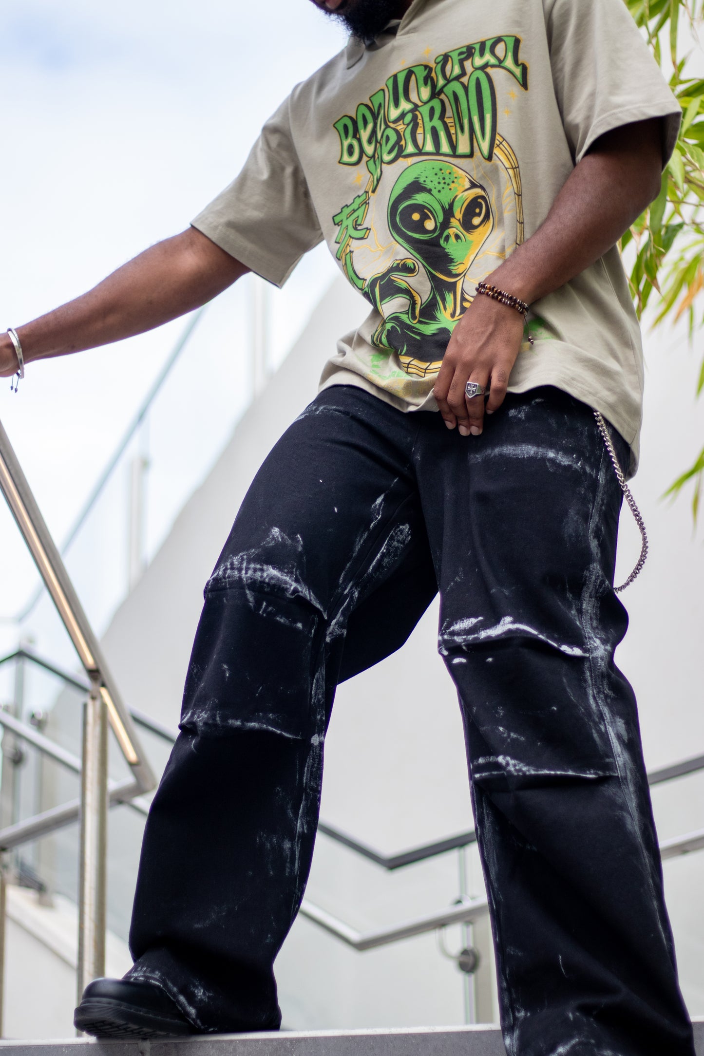 Hand Dyed Pleated Oversized Jeans