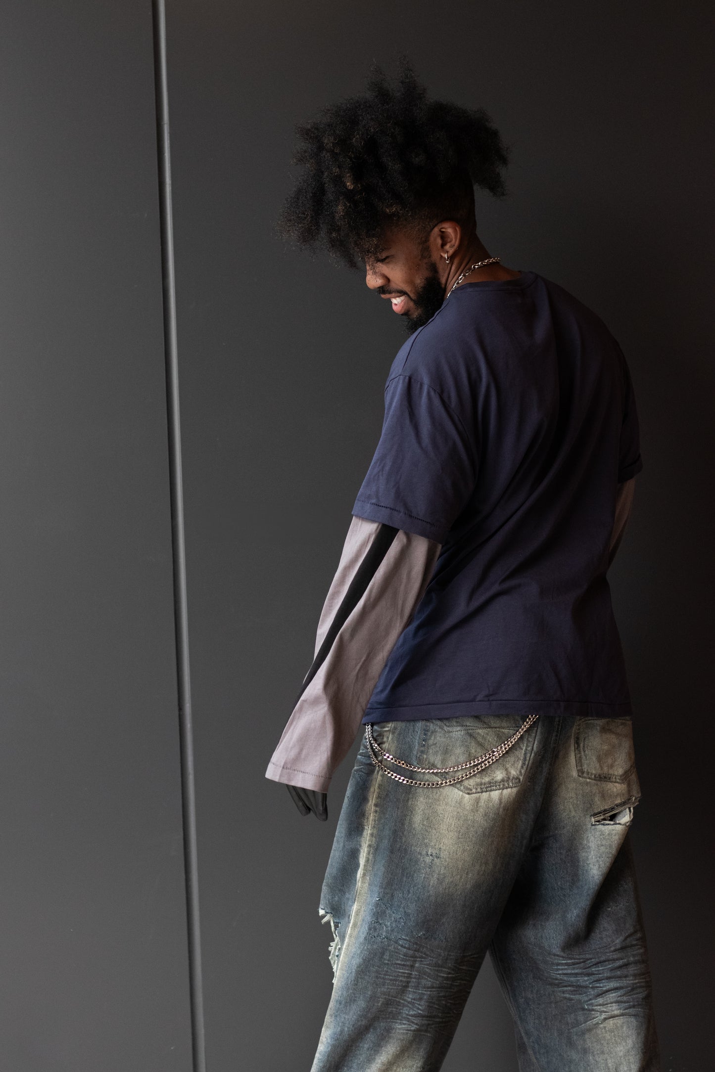 Layered Contrast Stitch Long Sleeve Tee