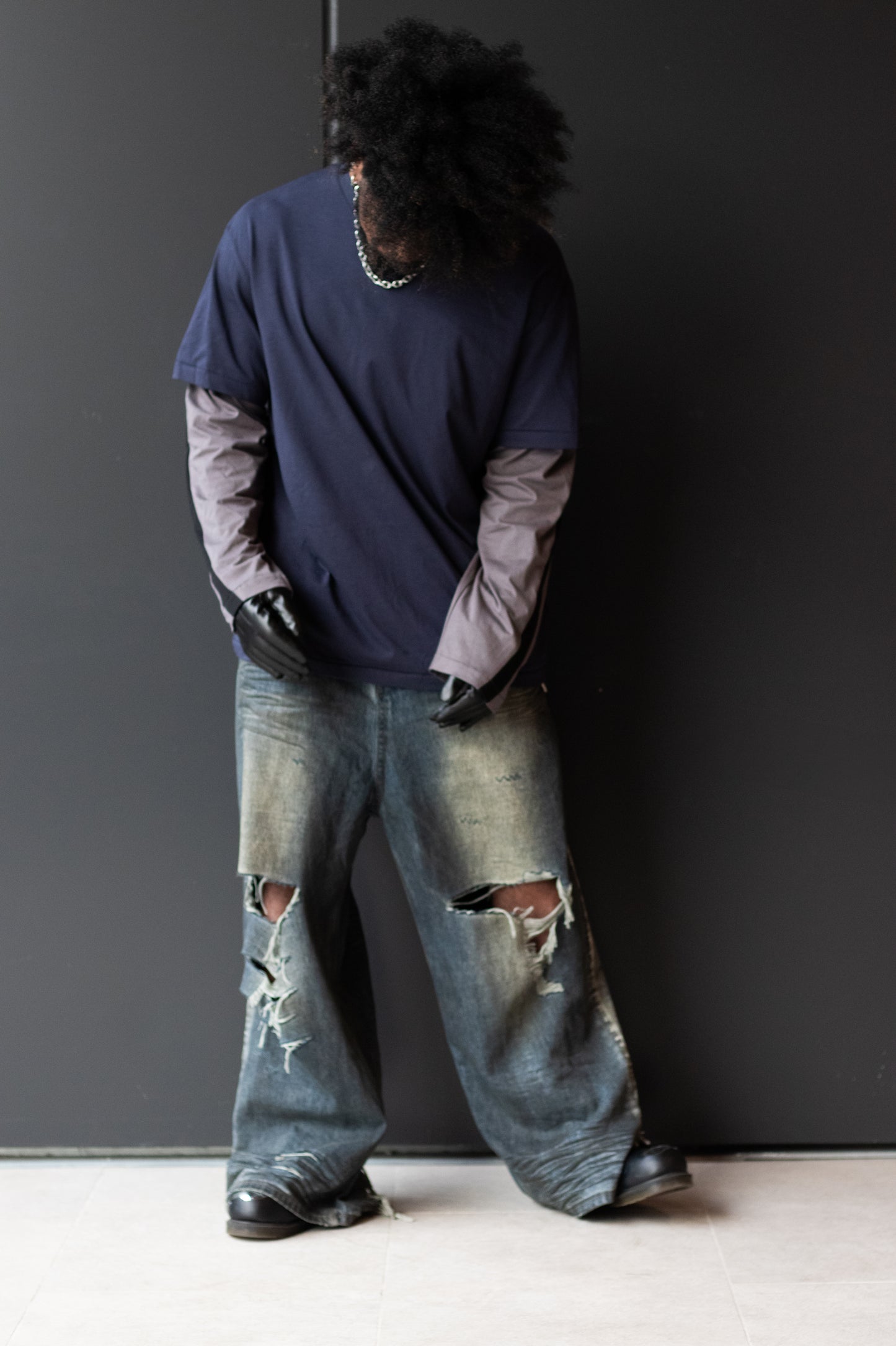 Layered Contrast Stitch Long Sleeve Tee