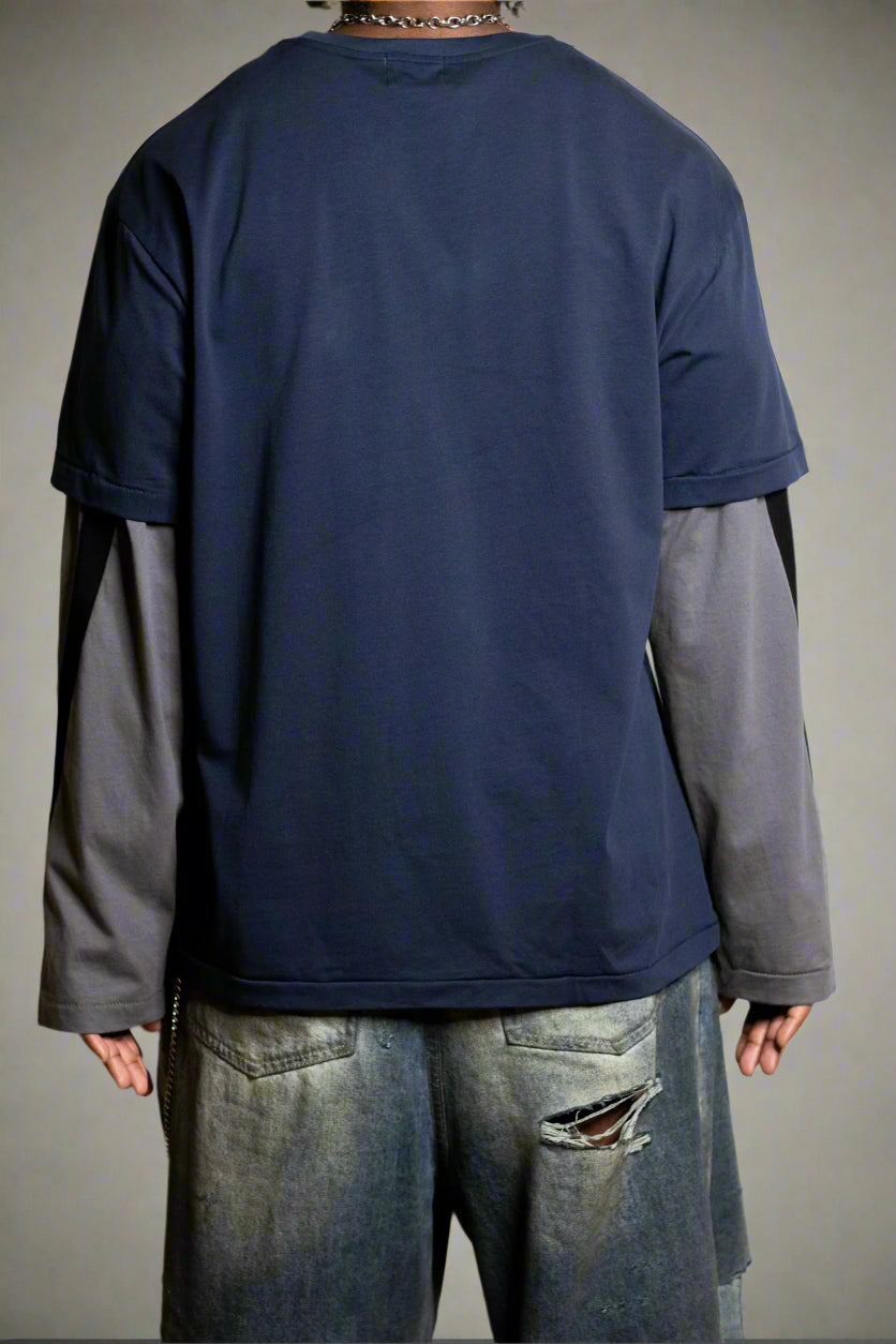 Layered Contrast Stitch Long Sleeve Tee
