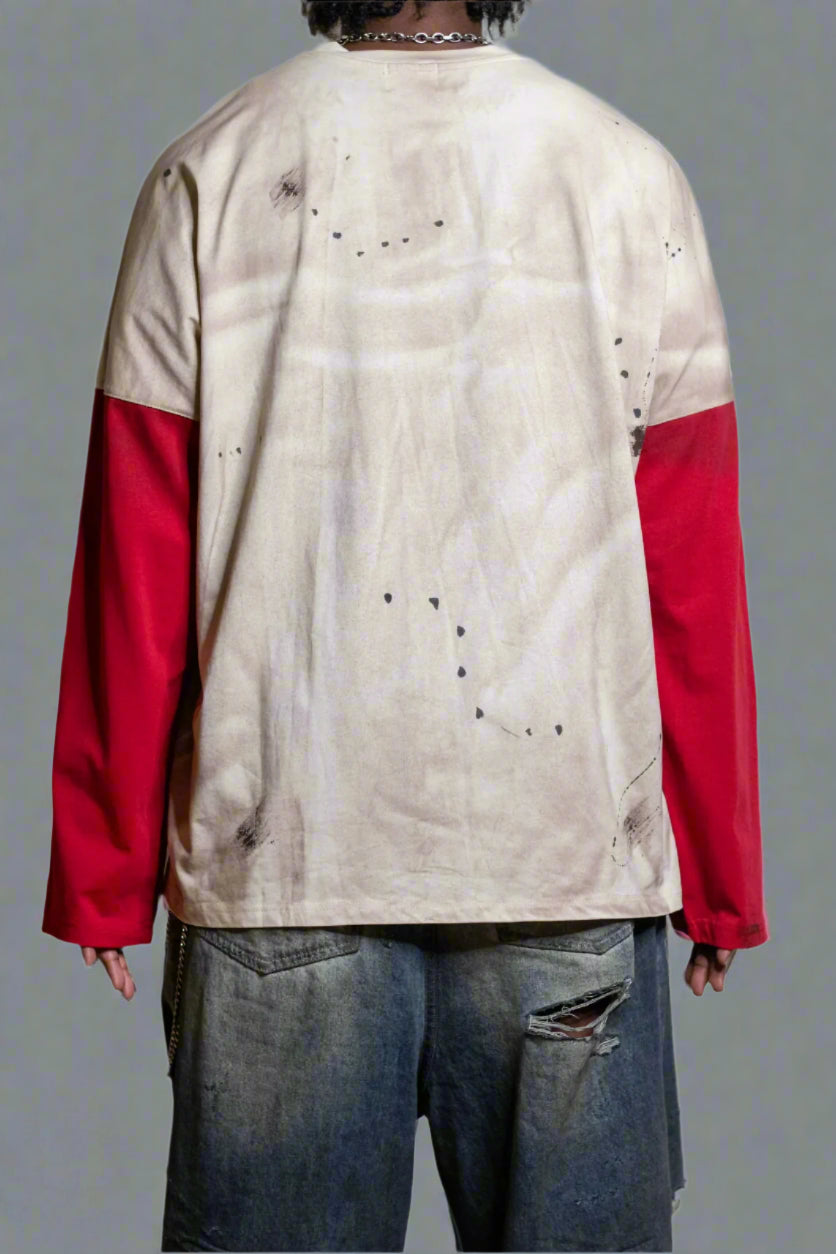 Ink-Painted Patchwork Long Sleeve Tee
