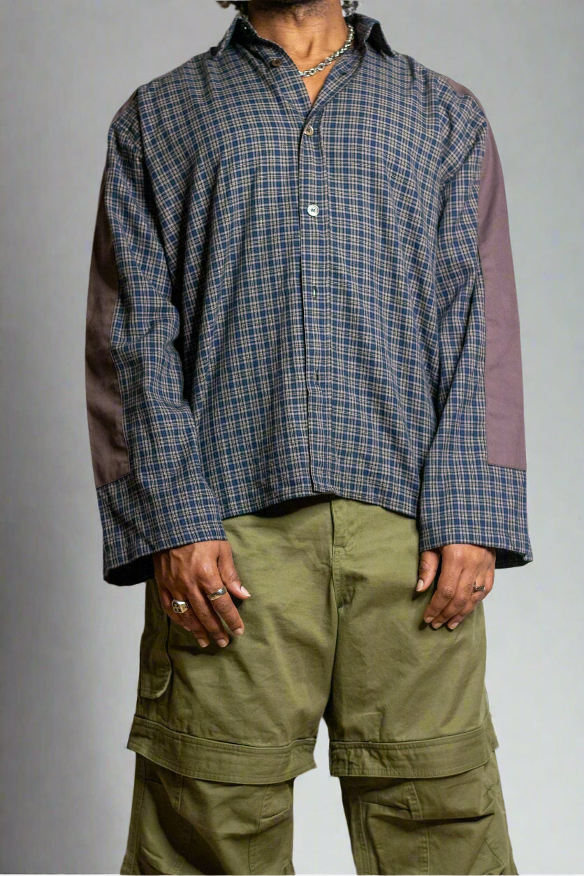 Contrast Checkered Plaid Shirt