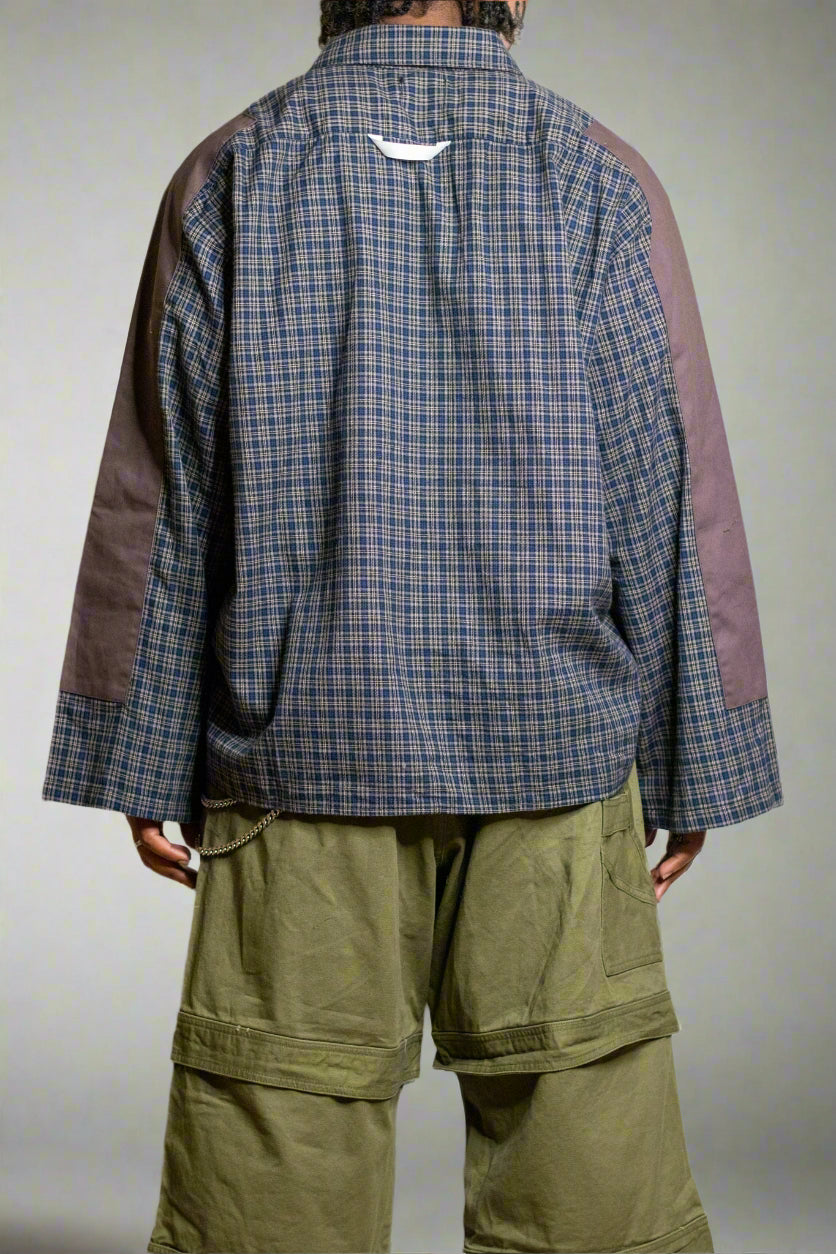 Contrast Checkered Plaid Shirt