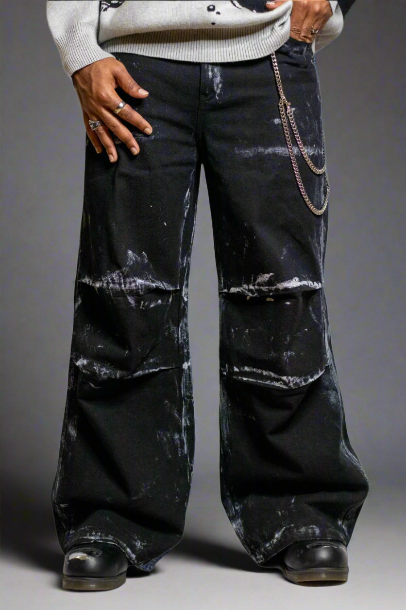Hand Dyed Pleated Oversized Jeans