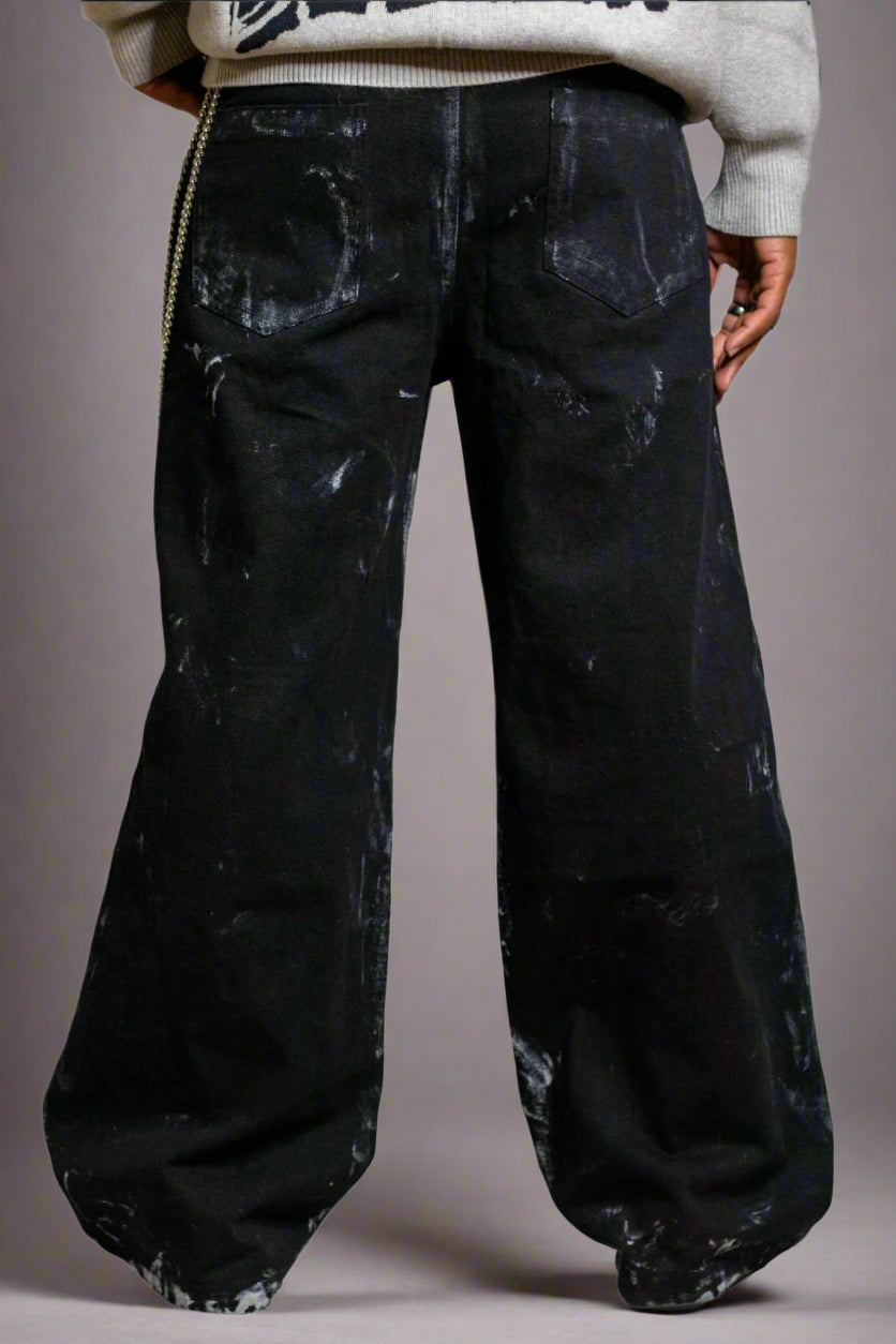 Hand Dyed Pleated Oversized Jeans
