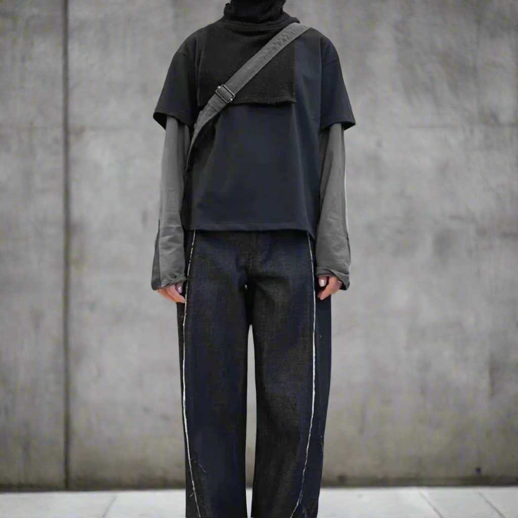 Layered Contrast Stitch Long Sleeve Tee
