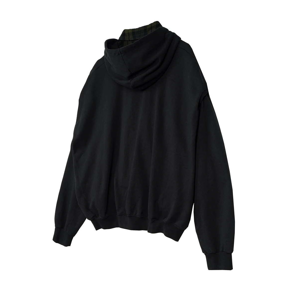 Contrast Layered 2 Piece Flannel Hoodie
