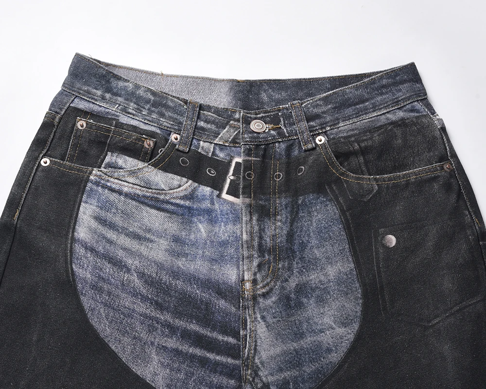 High-Street Leather Patchwork Jeans