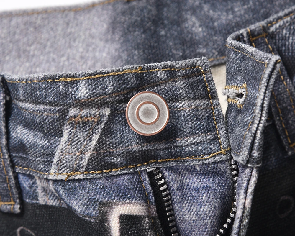 High-Street Leather Patchwork Jeans