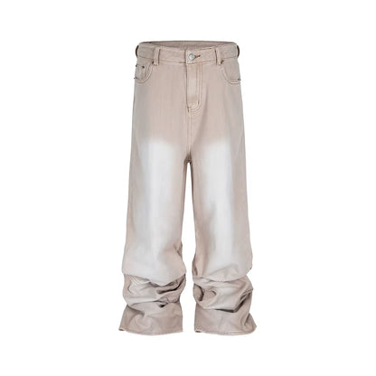 High Street Wide Leg Dirty Draped Painted Cargo Pants for Men and Women Washed Baggy Jeans Loose Casual Denim Trousers Oversize
