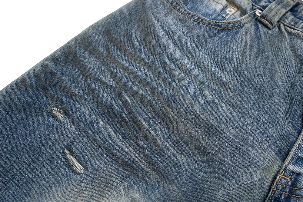 Frayed Distressed Wide-Leg Jeans