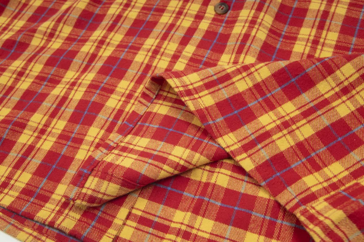 Y2K Yellow Red Checkered Long Sleeve Shirts for Men and Women Lapel Plaid Camisas Ropa Hombre Shirt Patchwork Oversized Blouses