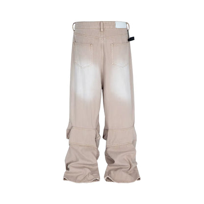 High Street Wide Leg Dirty Draped Painted Cargo Pants for Men and Women Washed Baggy Jeans Loose Casual Denim Trousers Oversize
