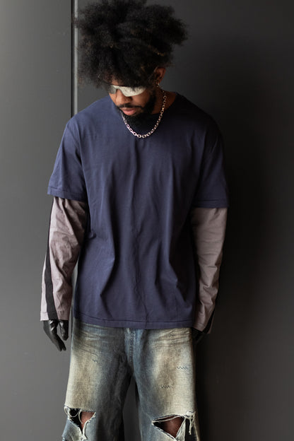 Layered Contrast Stitch Long Sleeve Tee