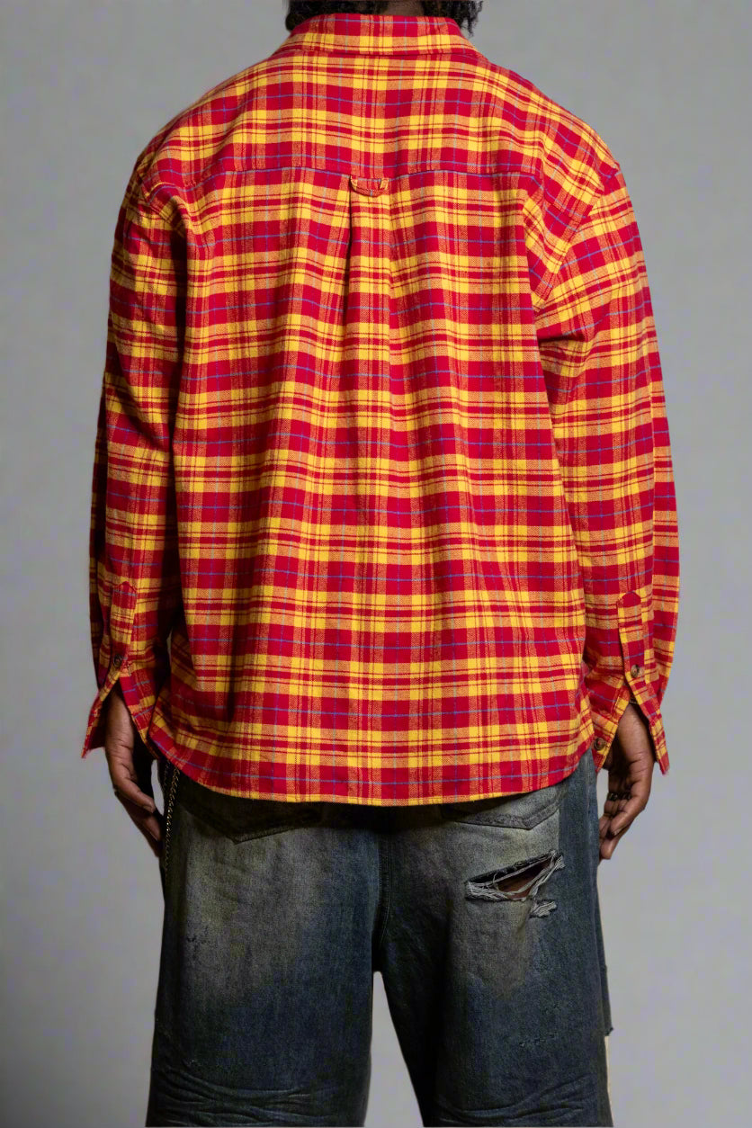 Yellow & Red Checkered Plaid Shirt