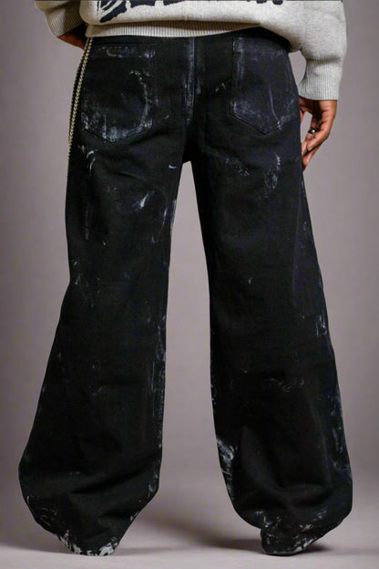 Hand Dyed Pleated Oversized Jeans
