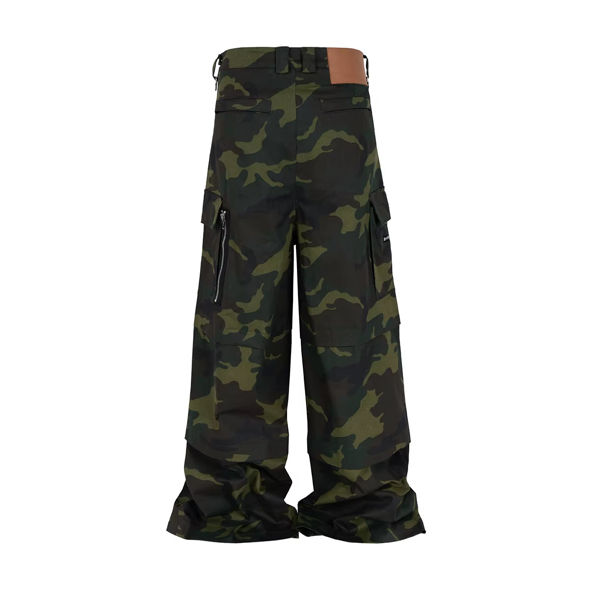 Color Coordinated Multi-Pocket Camouflage Cargo Pants for Men and Women - Streetwear Patchwork Baggy Overalls with Wide Leg Design