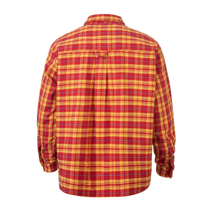 Y2K Yellow Red Checkered Long Sleeve Shirts for Men and Women Lapel Plaid Camisas Ropa Hombre Shirt Patchwork Oversized Blouses