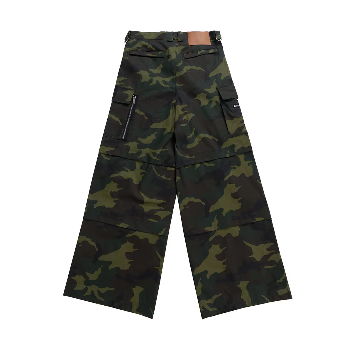 Color Coordinated Multi-Pocket Camouflage Cargo Pants for Men and Women - Streetwear Patchwork Baggy Overalls with Wide Leg Design